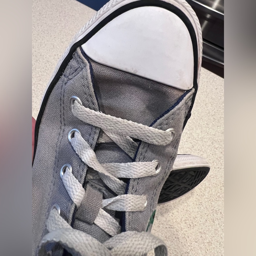 Converse All Star High Top Kids Size 3 Dinosaur Shoes Gray Green Canvas rare - Picture 12 of 14